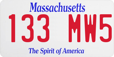 MA license plate 133MW5