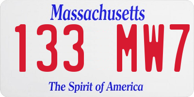 MA license plate 133MW7