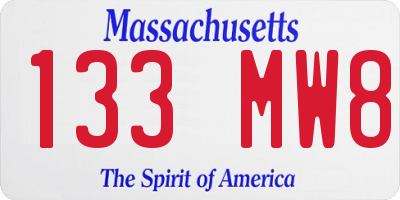 MA license plate 133MW8