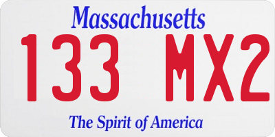 MA license plate 133MX2
