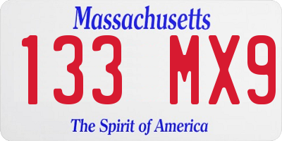 MA license plate 133MX9