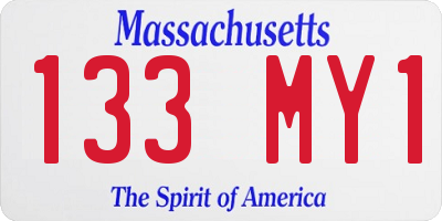 MA license plate 133MY1