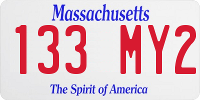 MA license plate 133MY2