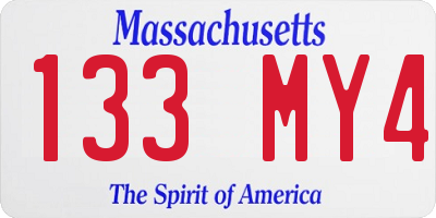 MA license plate 133MY4