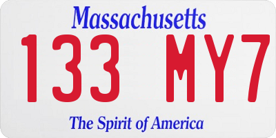 MA license plate 133MY7