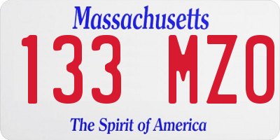 MA license plate 133MZ0