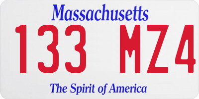 MA license plate 133MZ4
