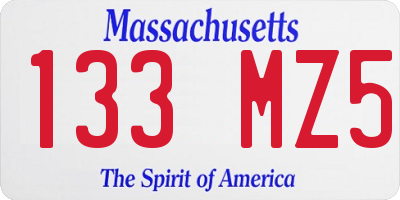 MA license plate 133MZ5