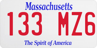MA license plate 133MZ6