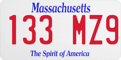 MA license plate 133MZ9