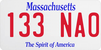 MA license plate 133NA0