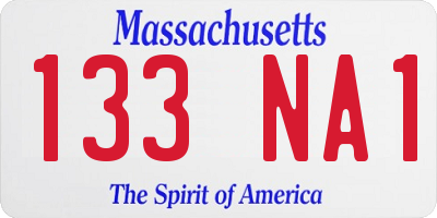 MA license plate 133NA1