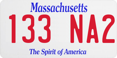 MA license plate 133NA2