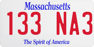 MA license plate 133NA3