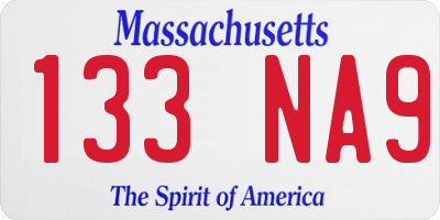 MA license plate 133NA9