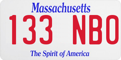 MA license plate 133NB0