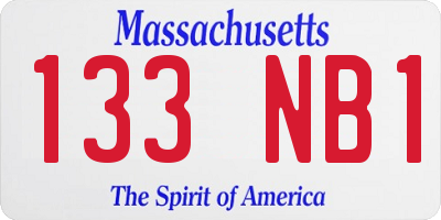 MA license plate 133NB1