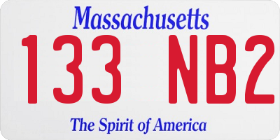 MA license plate 133NB2