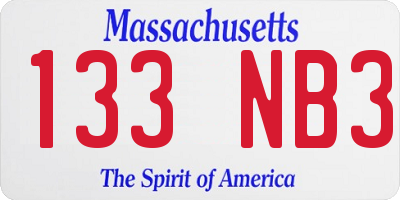 MA license plate 133NB3