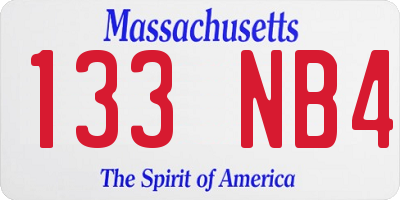 MA license plate 133NB4