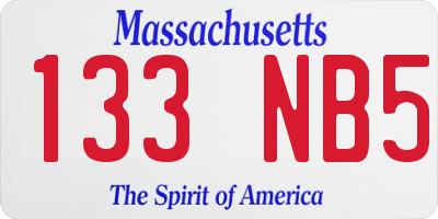 MA license plate 133NB5