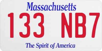 MA license plate 133NB7