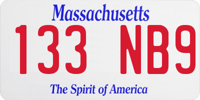 MA license plate 133NB9