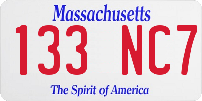 MA license plate 133NC7