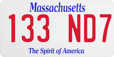 MA license plate 133ND7