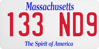 MA license plate 133ND9