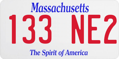 MA license plate 133NE2