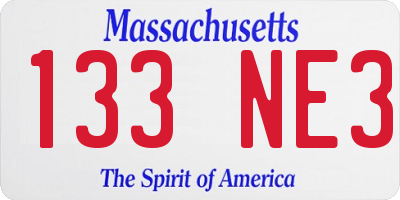 MA license plate 133NE3