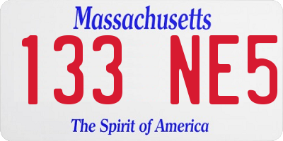 MA license plate 133NE5