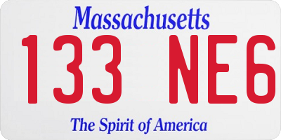 MA license plate 133NE6