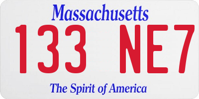 MA license plate 133NE7