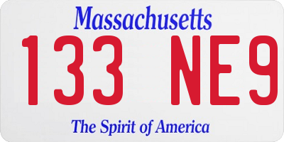 MA license plate 133NE9