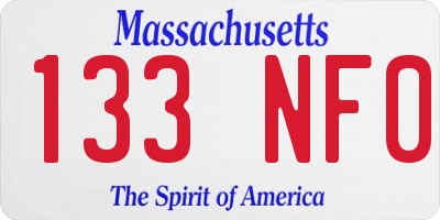 MA license plate 133NF0