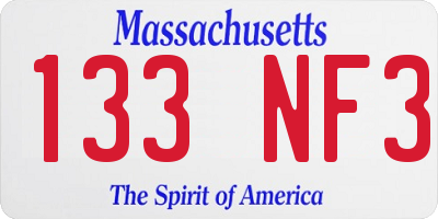 MA license plate 133NF3