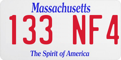 MA license plate 133NF4