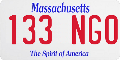 MA license plate 133NG0
