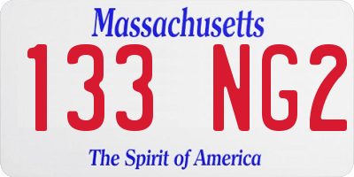 MA license plate 133NG2