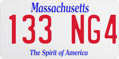 MA license plate 133NG4
