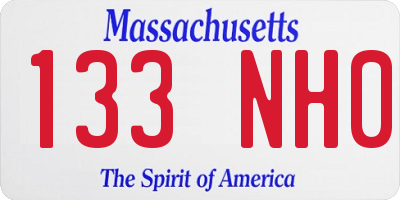 MA license plate 133NH0