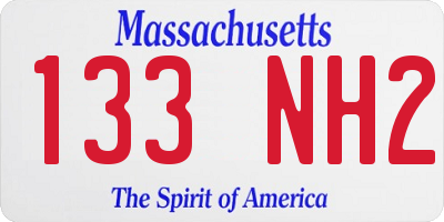 MA license plate 133NH2