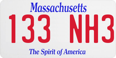 MA license plate 133NH3