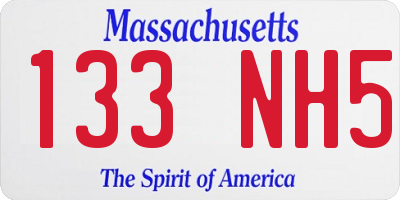 MA license plate 133NH5