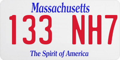 MA license plate 133NH7