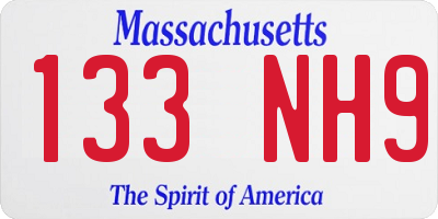 MA license plate 133NH9