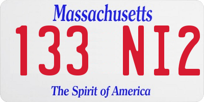 MA license plate 133NI2