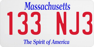 MA license plate 133NJ3